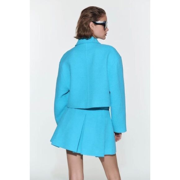 NWT Zara Blogger’s Favorite High Waisted Pleated Textured Skort, Size XS - Picture 4 of 16